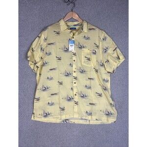 New David Taylor Men XXL Lightweight Yellow Nautical Resort Cruise Shirt